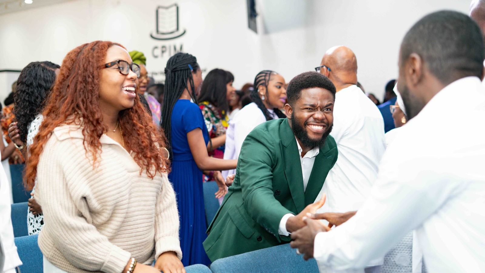Worshippers in service